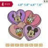 4 Love Cartoon Embroidery Design 4.8" 5.8" 6.8" 7.8"