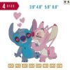 Angel and Stitch kiss Embroidery Design 3.8" 4.8" 5.8" 6.8"