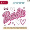 Barbie with Love Embroidery Design 3.8" 4.8" 5.8" 6.8"