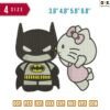 Super Hero hello kitty kiss Embroidery Design 3.8" 4.8" 5.8" 6.8"