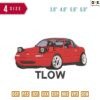 Car Red Tlow Embroidery Design 3.8" 4.8" 5.8" 6.8"