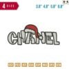 Chanel Christmas Hat Embroidery Design 3.8" 4.8" 5.8" 6.8