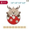 Deer Ball Christmas Embroidery Design 3.8" 4.8" 5.8" 6.8"