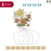 Flower Girl line art Embroidery Design 3.8" 4.8" 5.8" 6.8"