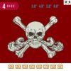 Jolly Roger Gol D Embroidery Design  3.8" 4.8" 5.8" 6.8"