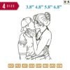 Kiss Line Art Embroidery Design 3.8" 4.8" 5.8" 6.8"