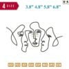 Line Art 2 face Old Embroidery Design 3.8" 4.8" 5.8" 6.8"