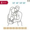Love Story Line Art Embroidery Design  3.8" 4.8" 5.8" 6.8"