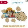 Luffy beat Embroidery Design 3.8" 4.8" 5.8" 6.8"
