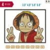 Luffy Peace Embroidery Design 3.8" 4.8" 5.8" 6.8"