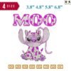Moo Angel Stitch Embroidery Design 3.8" 4.8" 5.8" 6.8"