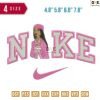 Swoosh Sport Brand Bratz B pink Embroidery Design ?4.8" 5.8" 6.8" 7.8"