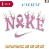Swoosh Sport Brand Cancer Flamme Embroidery Design 4.8" 5.8" 6.8" 7.8"