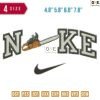 Swoosh Sport Brand Chainsaw Crooked Embroidery Design 4.8" 5.8" 6.8" 7.8"