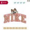 Swoosh Sport Brand Corgi Dog Embroidery Design 3.8" 4.8" 5.8" 6.8"