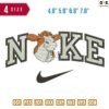 Swoosh Sport Brand Cow Flower Embroidery Design 4.8" 5.8" 6.8" 7.8"