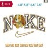 Swoosh Sport Brand Double outline Lady Dog Embroidery Design ?4.8" 5.8" 6.8" 7.8"