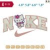Swoosh Sport Brand fill Hello Kitty Embroidery Design 4.8" 5.8" 6.8" 7.8"