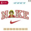 Swoosh Sport Brand Luffy Laugh Embroidery Design 4.8" 5.8" 6.8" 7.8"