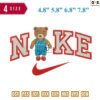 Swoosh Sport Brand petit ourson brun Embroidery Design 4.8"? 5.8"? 6.8" 7.8"