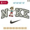 Swoosh Sport Brand Pinochio Embroidery Design ?4.8" 5.8" 6.8" 7.8"