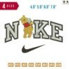 Swoosh Sport Brand pooh Flower Embroidery Design 4.8" 5.8" 6.8" 6.7"