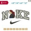 Swoosh Sport Brand Sister A Embroidery Design 4.8" 5.8" 6.8" 7.8"