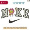 Swoosh Sport Brand Spongebob Flower Embroidery Design ?4.8" 5.8" 6.8" 7.8"