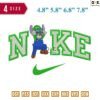 Swoosh Sport Brand Alien Cartoon Luigi Embroidery Design 4.8" 5.8" 6.8" 7.8"