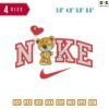 Swoosh Sport Brand Bear Love Embroidery Design 3.8" 4.8" 5.8" 6.8"