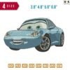 Sally car Alone Embroidery Design 3.8" 4.8" 5.8" 6.8"