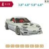 Sport Car white Embroidery Design 3.8" 4.8" 5.8" 6.8"