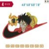 Swoosh Luffy Hand Fire Embroidery Design ?4.8" 5.8" 6.8" 7.8"