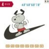 Swoosh Snoopy Skate Embroidery Design 4.8" 5.8" 6.8" 7.8"