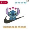 Swoosh Stitch and love Embroidery Design 3.8" 4.8" 5.8" 6.8"