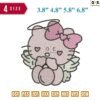 Hello kitty Angel Embroidery Design 3.8" 4.8" 5.8" 6.8"