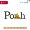 Pooh and letter Embroidery Design 3.8" 4.8" 5.8" 6.8"
