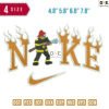 Swoosh Flamme fire fighter Embroidery Design