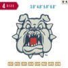 Bull dog grumpy Embroidery Design 3.8" 4.8" 5.8" 6.8"
