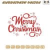 marry christmas Embroidery Design 3.8" 4.8" 5.8" 6.8"
