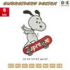Snoopy Skateboarding Embroidery Design