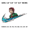 Swoosh and Tanjiro Kamado Embroidery Design