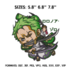 Zoro Chibi Embroidery Design