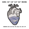 Heart With A Whale In Ocean Embroidery Design